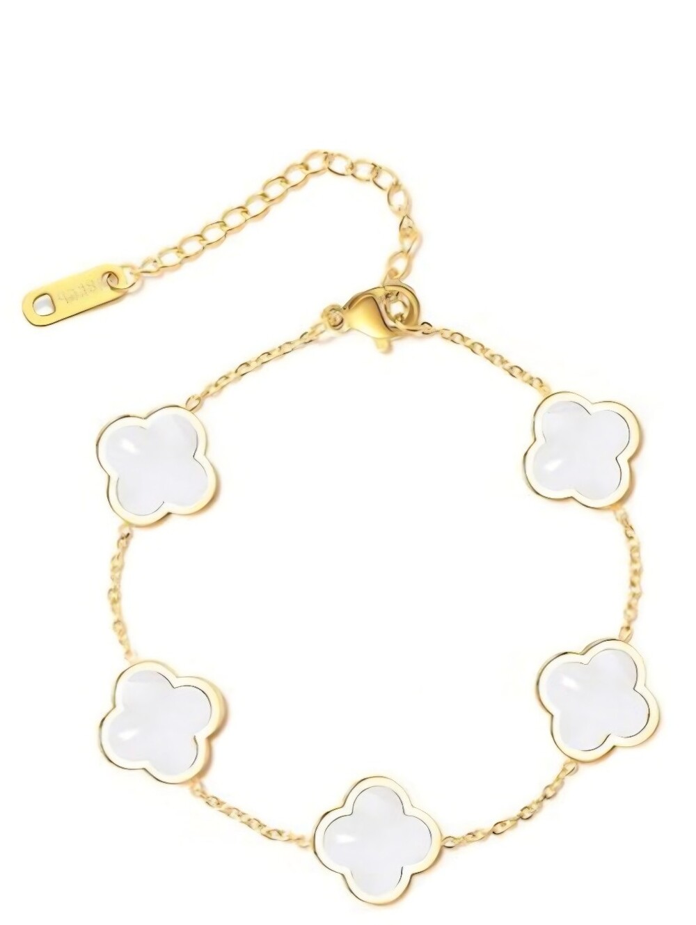 18k Gold Plated Dainty Clover Mother Of Pearl Charm Bracelet Fashion Jewelry